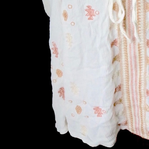 Bohemian 3/4 Sleeve Tie Neck Embroidery Blouse ! - Picture 5 of 6